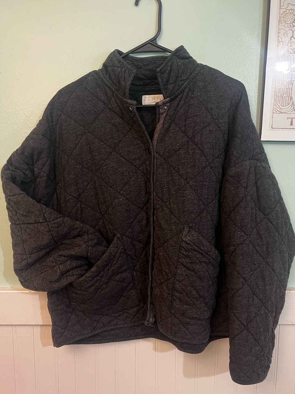Z Supply Quilted oversized Jacket with pockets - Dark Charcoal gray size large
